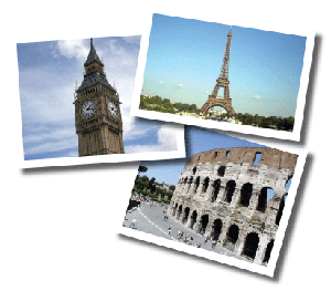 Big Ben, The Eiffel Tower, The Colosseum